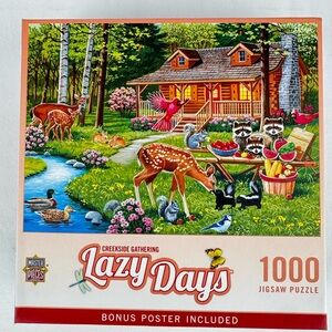 NIB Master Pieces Lazy Days “Creekside Gathering” 1000 Piece Puzzle